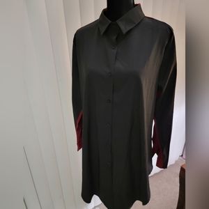 Long Sleeve High and Low Collared Shirt Dress